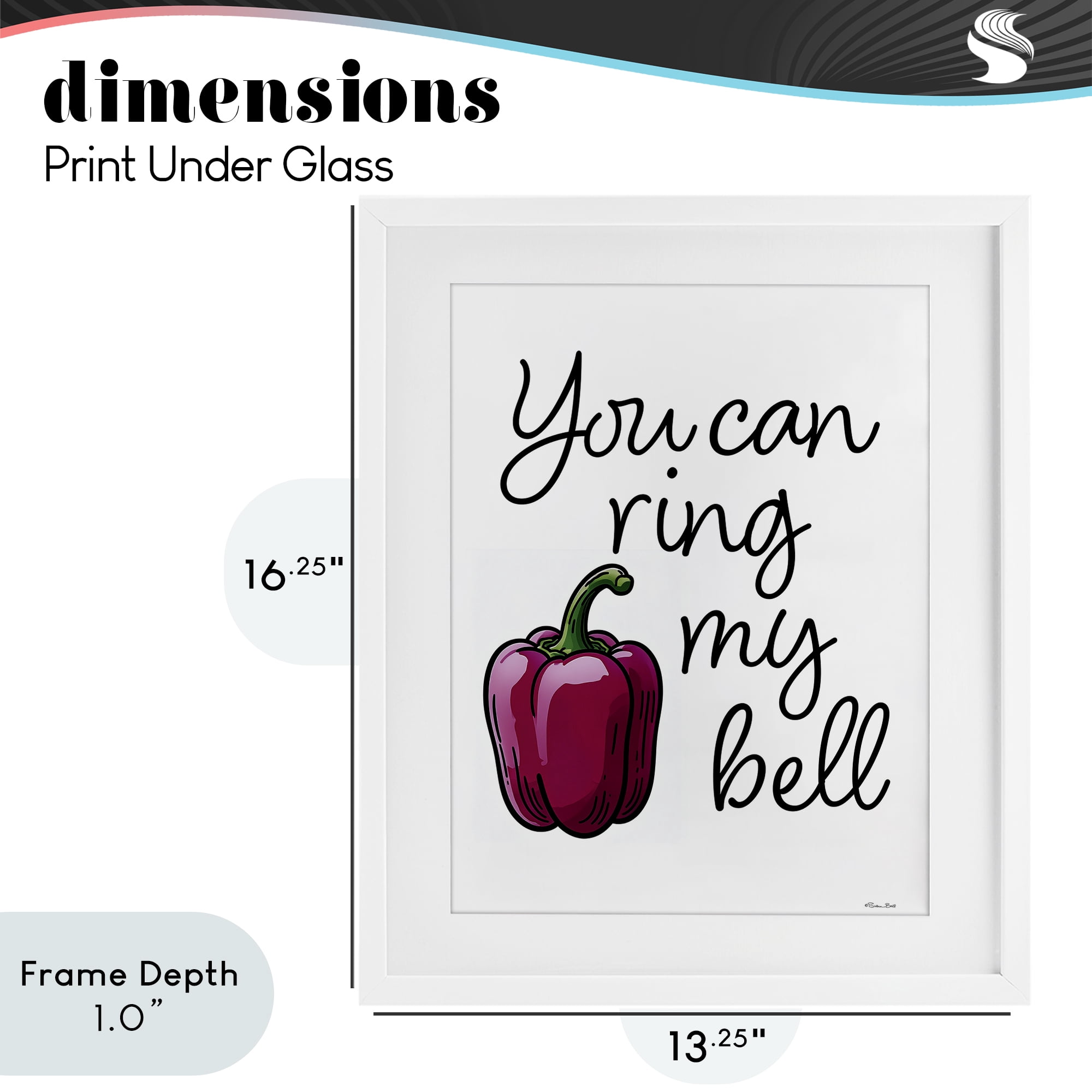 Stupell Industries Ring My Bell Pepper White Framed Print Under Glass, design by Susan Ball