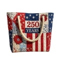 thumbnail image 3 of Floral American Flag Print Quilted Tote 250 Anniversary USA Patchwork 4Th Of July Patriotic Shoulder Bag Daily Handbag, 3 of 7