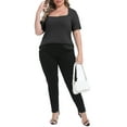 thumbnail image 5 of Gocolloa Womens Plus Size Tops Tunic Sexy Square Neck Short Sleeve Shirts Summer Loose Fit Dressy Casual Blouse Black 3X, 5 of 6