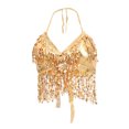 thumbnail image 1 of Traje De Danza Del Vientre Sujetador Halter Top Lentejuela Performance Outfits Golden SM SunniMix Traje de baile sujetador, 1 of 8