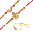 thumbnail image 4 of Rakhi set of 3 Family Pack Rakhi Lumba with dora for Brother and Bhabhi Kundan Beads Stone 3 Rakhis Rakhee Gifts for Bhai Veera Thread Bracelet Dori with Gift Pack in Bag for Raksha Bandhan Festival, 4 of 9