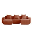 thumbnail image 2 of Noble House 3-Seat U-Shape Modular Sofa, Boneless Design with French Piping,  Comes with Throw Pillows and Two Ottomans, Red, 2 of 9