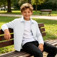 thumbnail image 6 of Solid Color Recreational Sports Long Sleeve Collar Blouse Outdoor Hooded Jacket Waterproof Windproof Cardigan Jacket Kids Size 11-12Years, 6 of 7