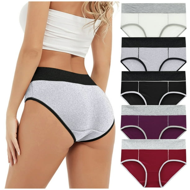 Ruidigrace Women Underwear Briefs Solid Color Patchwork Knickers Bikini  Underpants Panties