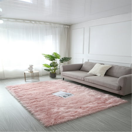 

Goory Cute Mats Non-Slip Silicone Floor Rug Furry Faux Fur Carpets Super Soft Bedroom Indoor Pink M