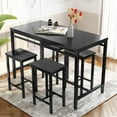 thumbnail image 2 of furlinkhm 5 Piece Bar Table Set, Modern Counter Height Dining Table and Chairs Set for 4, Wood Kitchen Table and 4 Bar Stools for Small Spaces, Apartment, Pub, Dining Room (Black), 2 of 8