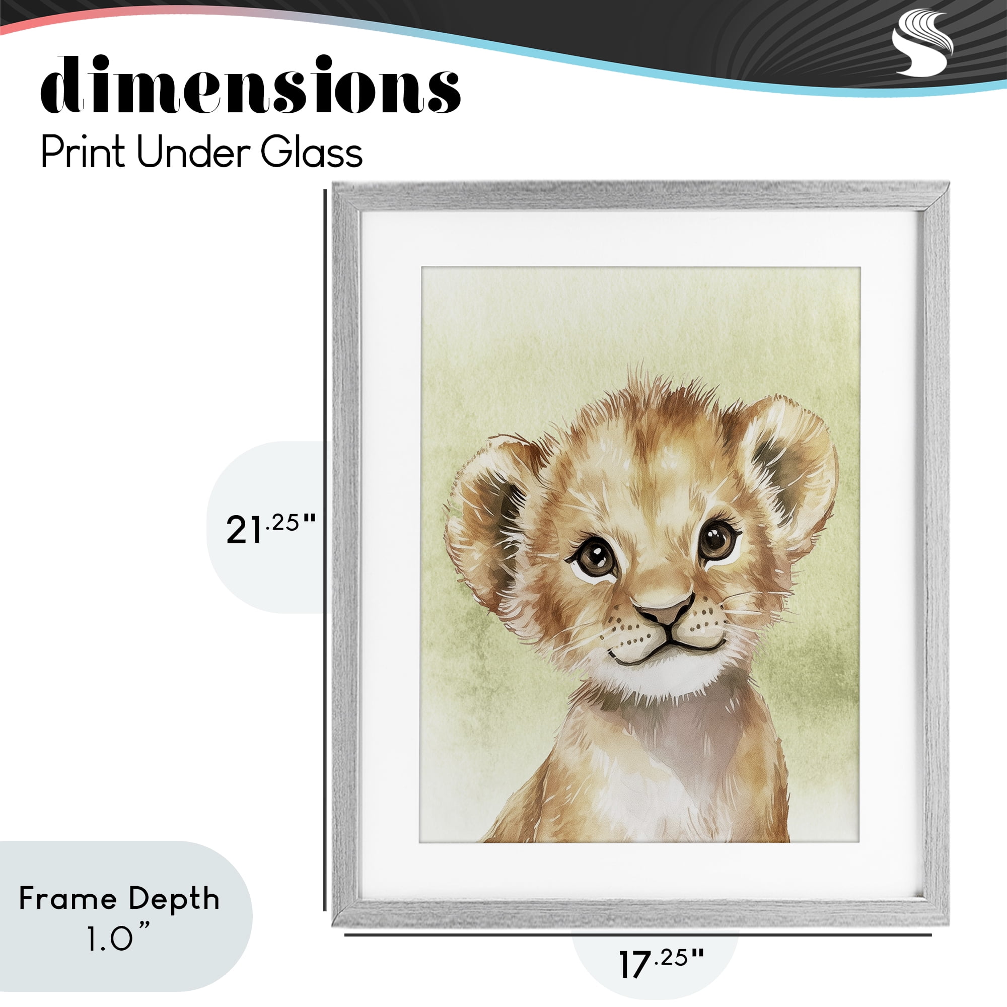 Stupell Industries Jungle Friends Baby Lion Gray Framed Print Under Glass, design by Christine Simpson Art