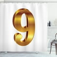 thumbnail image 1 of Number Shower Curtain, Classical Nine Sign on White Anniversary Celebration Theme Modern Design Print, Fabric Bathroom Set with Hooks, 69W X 84L Inches Extra Long, Amber and White, by Ambesonne, 1 of 3
