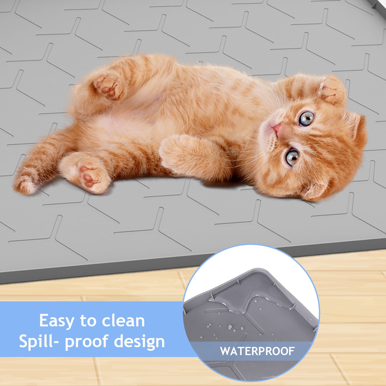 Verbopan Cat Scratching Pads : Easy to Clean Cat Litter Mat Soft and Waterproof Litter Box Mat (22"X34"- Gray)