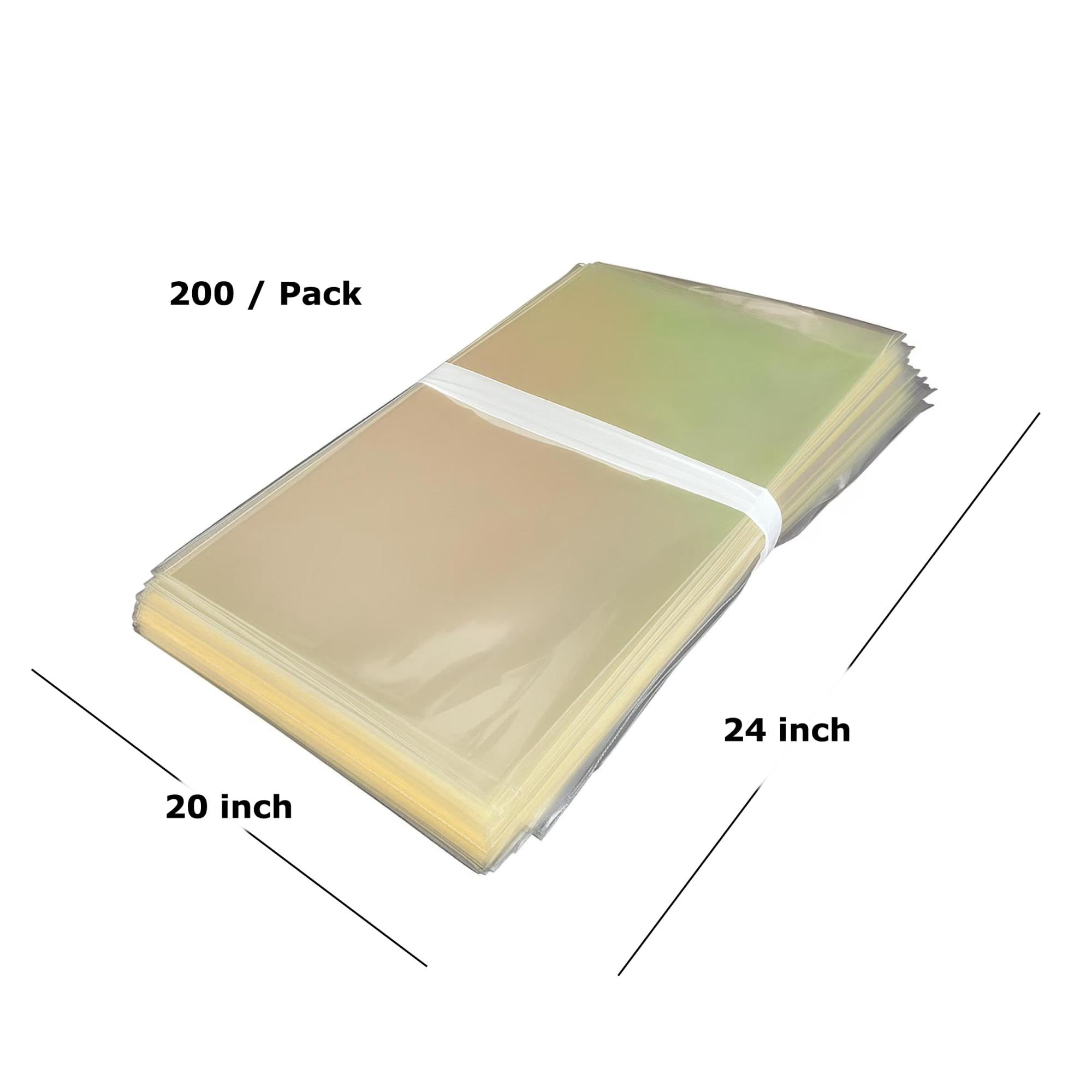 Clear Resealable Poly Bags 24 x 20 Inches, Pack of 200 Large Self-Sealing Plastic Bags for Apparel, Bulk Packaging, Storage and Shipping