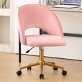 thumbnail image 4 of Chaise de Bureau Pivotante à Roulettes avec Roues, Hauteur Réglable, Chaise de Coiffeuse en Fausse Fourrure, Accoudoir, Mignonne Chaise de Travail pour Chambre, Étude, Bureau, Dortoir, Petits Espaces (Fourrure Synthétique Rose), 4 of 6