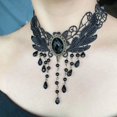 thumbnail image 4 of Gargantilla de encaje sexy negra, collares góticos con borlas, gargantilla para fiesta de Halloween, accesorios para mujeres y niñas, 4 of 5
