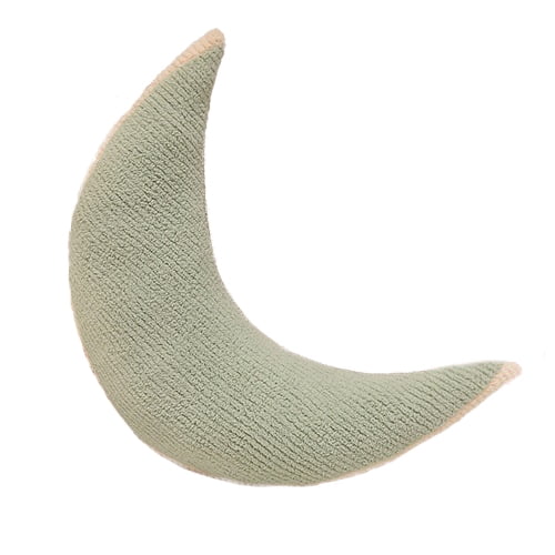Moon Shaped Pillow Soft Stuffed Throw Pillows for Room Couch Reading Decor (Green)