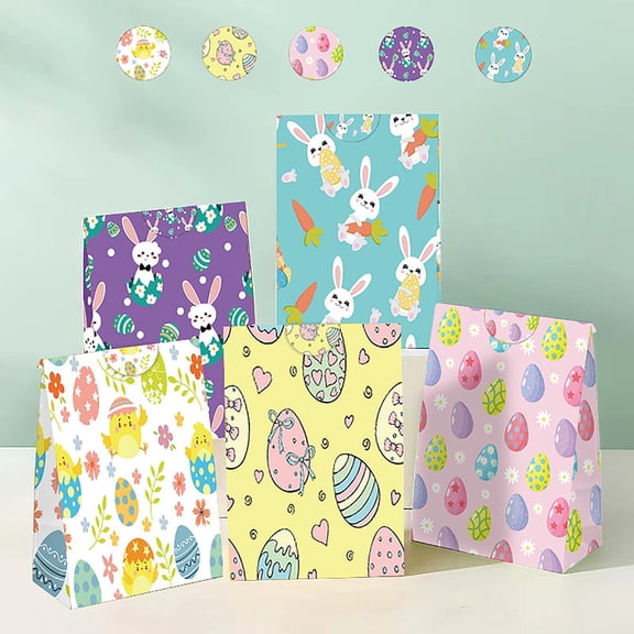 Easter Gift Bags, 12 PCS Easter Paper Bags Bulk, Easter Treat Bags for Daughter Son, Easter Goodie Bag Party Supplies for Classrooms, Party Favors Purple