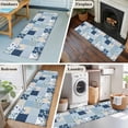thumbnail image 5 of Kitchen Runner 2 x 6 Ft, Blue Floral Non-Slip Residential Carpet, Spring Flowers Plants Patchwork Grid Bohemia Indoor Crawling Mats Runner Rugs for Living Room/Dining Room/Bedroom, 5 of 8