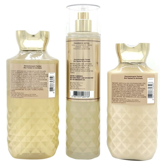 Bath & Body Works Snowflakes and Cashmere Shower Gel, Body Lotion and Fine Fragrance Mist 3-Piece Bundle, Full Sizes