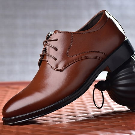 

Feiboyy Fashion Style Men s Breathable Comfortable Business Lace Up Work Leisure Solid Color Leather Shoes