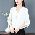 thumbnail image 3 of Women's Chiffon V-Neck Blouse with 3/4 Sleeves, 3 of 6