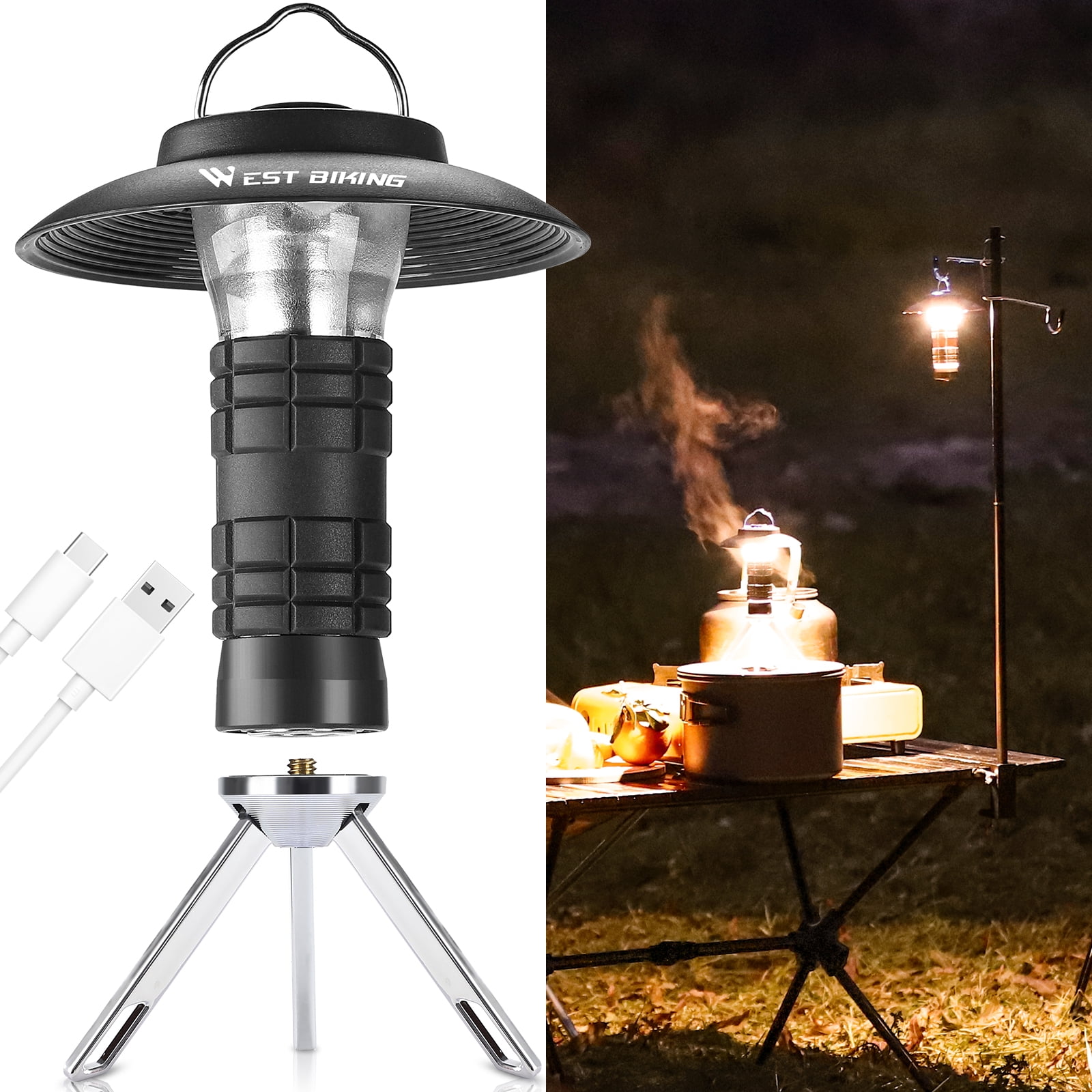 West Biking Portable Camping Lantern Light, 2200mAh LED USB