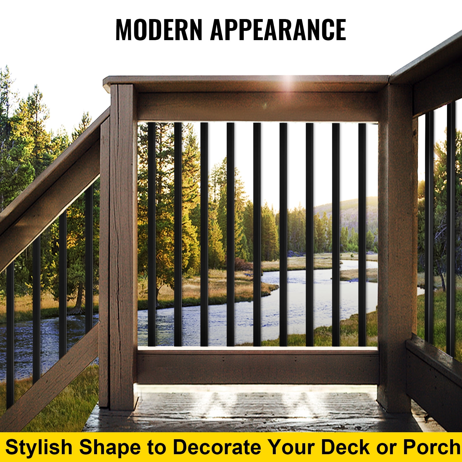 VEVOR 16 Pack Deck Balusters Metal Deck Spindles 44 inch Iron Stair Railing