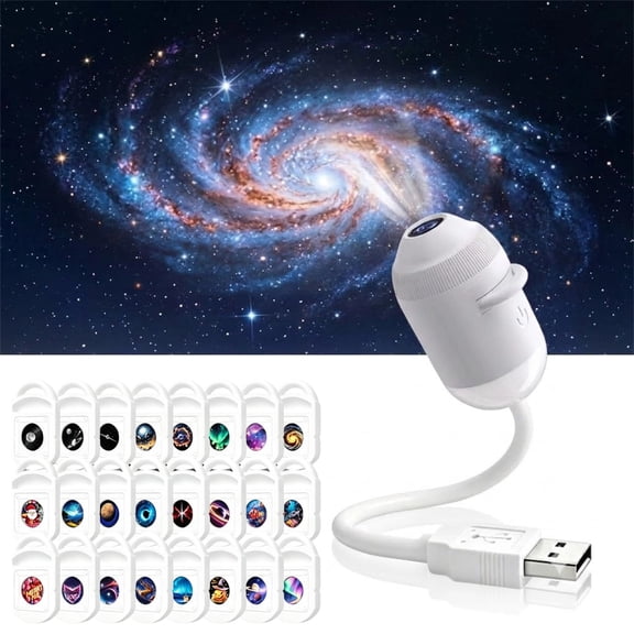2027 New Hd Smart Dynamic 5d Holographic Night Light Projector, Plug and Play Hd Star Projector, 360° Adjustable Hd Galaxy and Ocean Projector for Bedroom Ceiling (24 Projection Films)