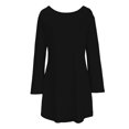 thumbnail image 5 of BangWanChi Black Dresses for Women Fall and Winter New Slim Temperament Dress V-neck Bubble Sleeve Pleated Skirt, 5 of 8