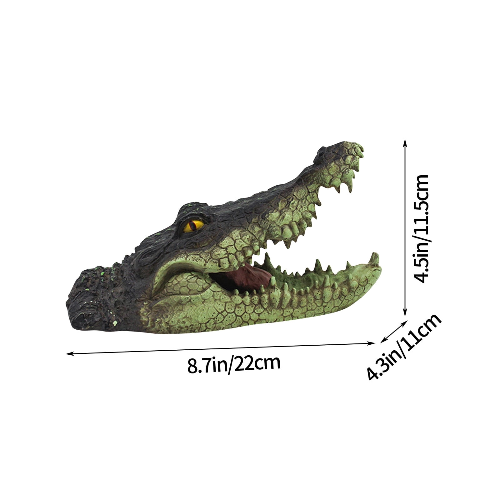 Lifelike Floating Crocodile Head Decoy for Pool Pond, Resin Alligator Head Statue, Outdoor Garden Decorative Ornament for Water Surface Bird Deterrent(B)