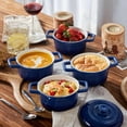 thumbnail image 3 of Lareina Mini Cocotte - 12oz Ceramic Casserole Dishes - Kitchen Casserole Sets With Handles And Lid - Small Baking Ramekins - Oven, Microwave & Dishwasher Safe - Set of 4 - Blue, 3 of 17
