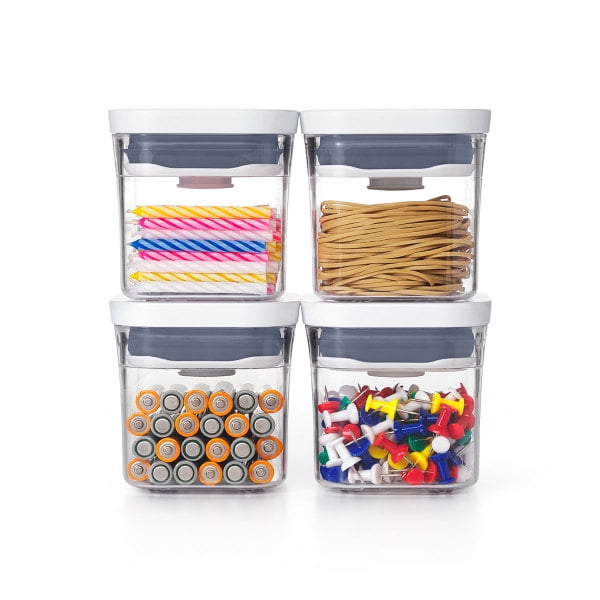 OXO Airtight Food Storage Jar Set with BPA-Free Plastic, 4-Piece