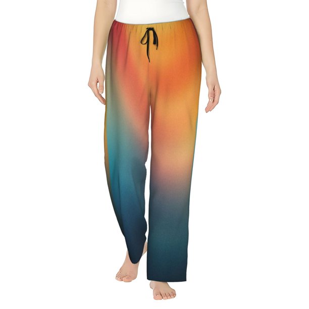 Balery yellow orange and teal Pantalones de pijama para mujer, pijamas ultraligeros, pantalones de estar por casa-Medium