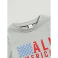 thumbnail image 5 of Wassery 4th of July Toddle Baby Girls Boys Independence Day Clothes Bus Letters Print Short Sleeve Round Neck T-Shirts and Contrast Color Checkerboar 0-18M My First Independence 's Day 0-3T, 5 of 9
