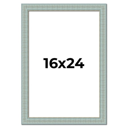 16x24 Frame Blue Teal Distressed Solid Wood Picture Frame | 1.625 Inch Moulding Width | Sonoma Blue