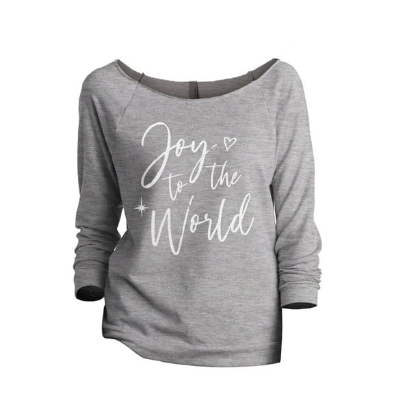 Joy To The World Women's Fashion Slouchy 3/4 Sleeves Raglan Lightweight Sweatshirt Sport Grey 2X-Large