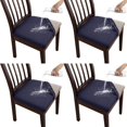 thumbnail image 1 of 4 PCS Stretch Chair Seat Covers, Removable Washable Dining Chair Covers Anti-Dust Dining Room Seat Cushion Slipcovers, 1 of 9