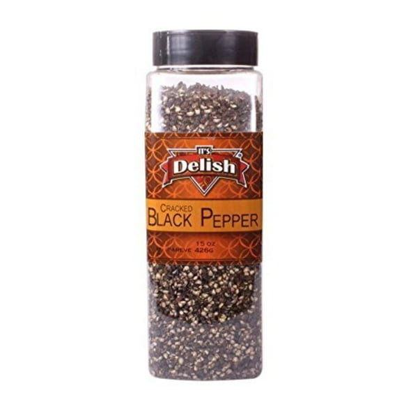 Gourmet Freshly Cracked Black Pepper Peppercorns by Its Delish, 15 oz Large Jar, Spice Seasoning Vegan