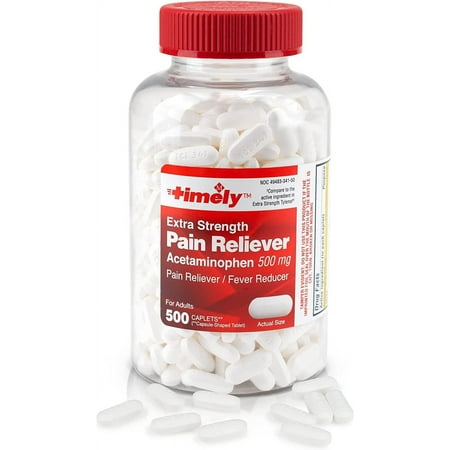 Timely - Acetaminophen 500 mg Tablets- 500 Count - Compared to Extra Strength Tylenol - Pain Relief