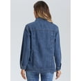 thumbnail image 3 of DARING DIVA Women's Oversized Long Sleeve Denim Jacket with Pockets XS Blue, 3 of 6