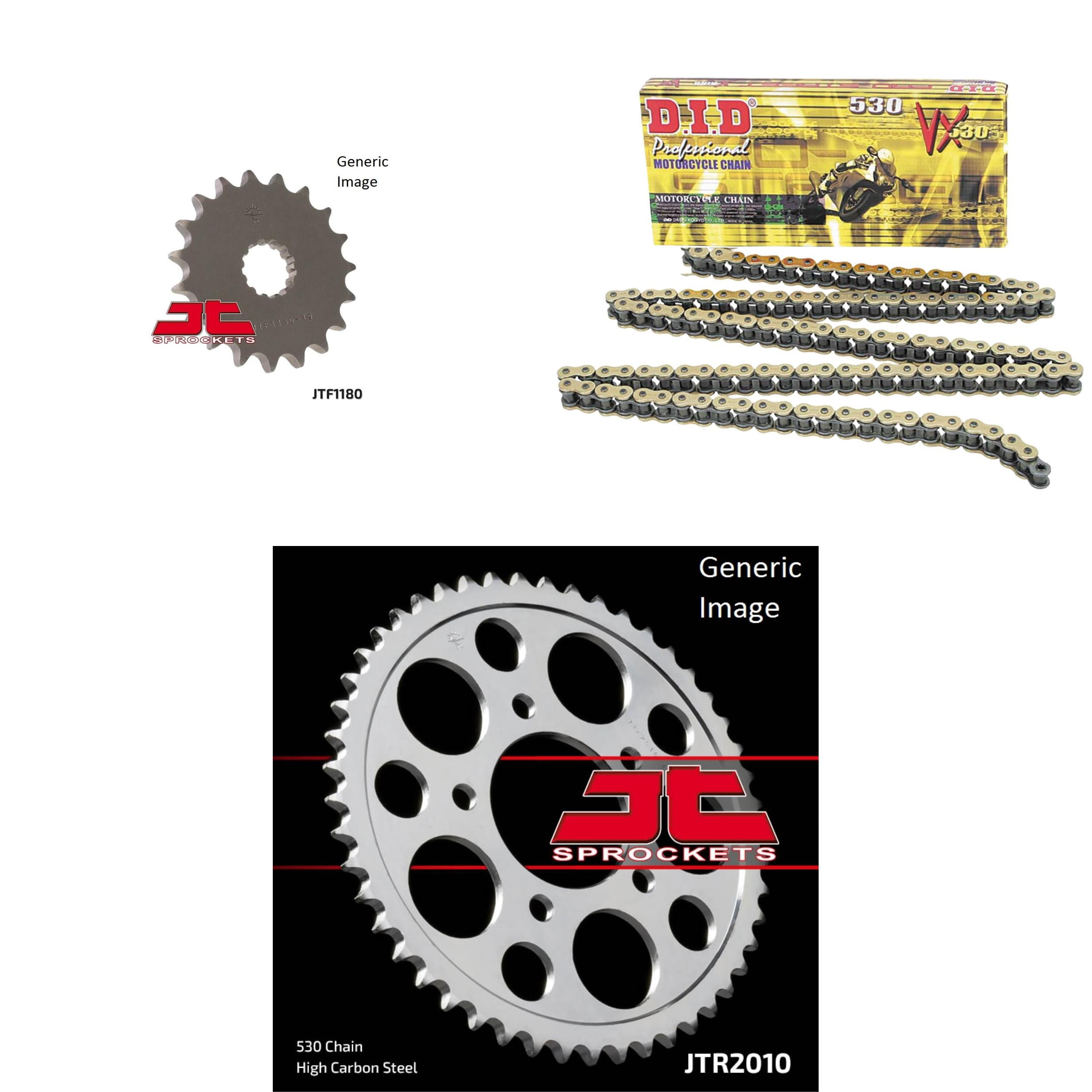 DID 530VX ProStreet XRing Chain Gold/Black, JT Front & Rear Sprocket