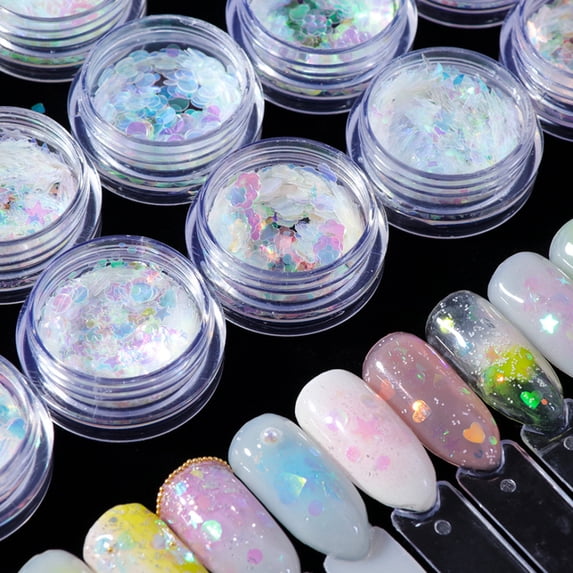 dianhelloya Sequins Nail Glitter Butterfly Star Love Heart DIY Nail Art Accessories Colored Nail Decoration Manicure Sequins 12