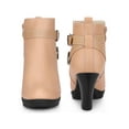 thumbnail image 4 of BLISSFUL STEP Platform Block Heel Buckle Ankle Boots for Women Nude 6.5, 4 of 4