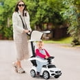 thumbnail image 4 of Gymax 3-in-1 Toddler Push Car w/Adjustable Canopy Under Seat Storage Realistic Sounds White, 4 of 10