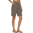 thumbnail image 4 of Horkkom Linen Shorts for Women Summer Solid Color Elastic Waist Shorts Casual Vacation Beach Shorts with Pockets L, 4 of 6