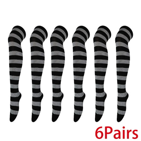 

6Pairs Cute Ladies Over The Knee Socks for Women Girls