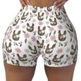 thumbnail image 2 of Rateoe Flowe Rooster Printed Power Workout Shorts for Women Tummy Control Squat Proof Ribbed Thick Seamless Scrunch Active Short-Medium, 2 of 8