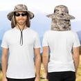 thumbnail image 4 of SUN CUBE Wide Brim Sun Hat for Men & Women with Neck Flap Cover, UPF 50+ UV Protection, Breathable Mesh Boonie Hat with Adjustable Chin Strap, Packable Fishing Hiking Safari Hat, Camo Grey, 4 of 7