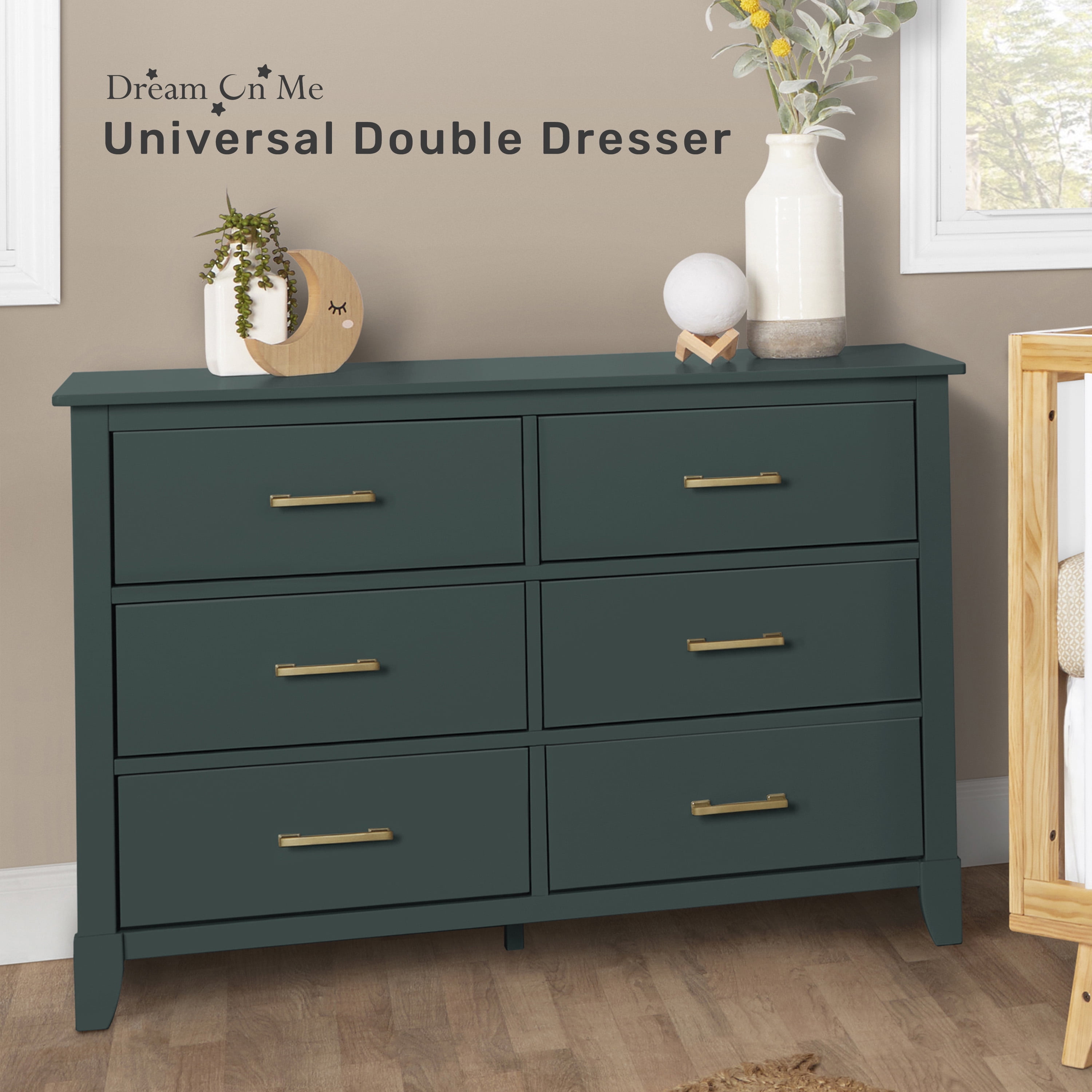 Dream On Me Universal Double Dresser in Olive, Kids Bedroom Dresser, Six  Drawers - Walmart.com