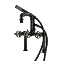 Kingston Brass AE6400CG Fuller 7" Center Deck-Mount Clawfoot Tub Faucet with Hand Shower, Matte Black