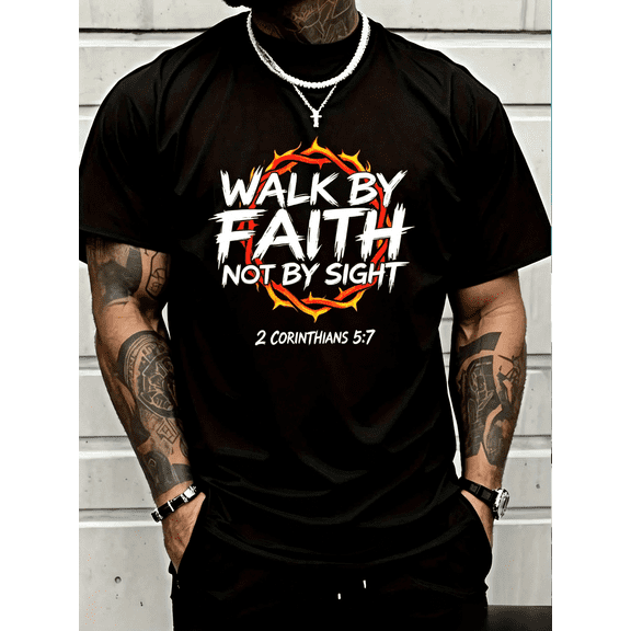 100% Cotton Jesus Walk By Faith Christian T-Shirt