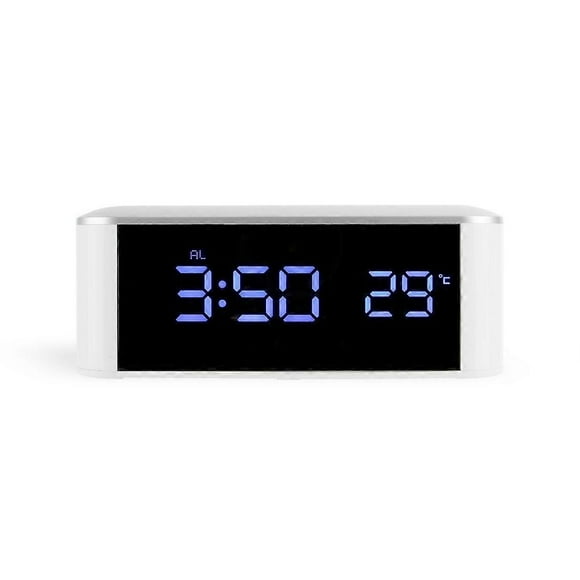 LED Alarm Clock Thermometer Digital Wall Clock with Seconds for Seniors for Heavy Sleepers Adults,B