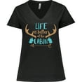 thumbnail image 3 of Inktastic Life Is Better At The Cabin, Deer Antlers, Camping Women's Plus Size V-Neck T-Shirt, 3 of 5